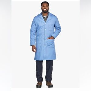 Bulwark Flame Resistant 7oz Cotton Lapel Collar Lab Coat, Light Blue